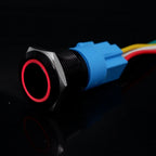 12/16/19/22mm Push Button Switch Oxidized Black Momentary Latching Fixed On Off Power Switch with wire LED Light 5V 12V 24V 220V