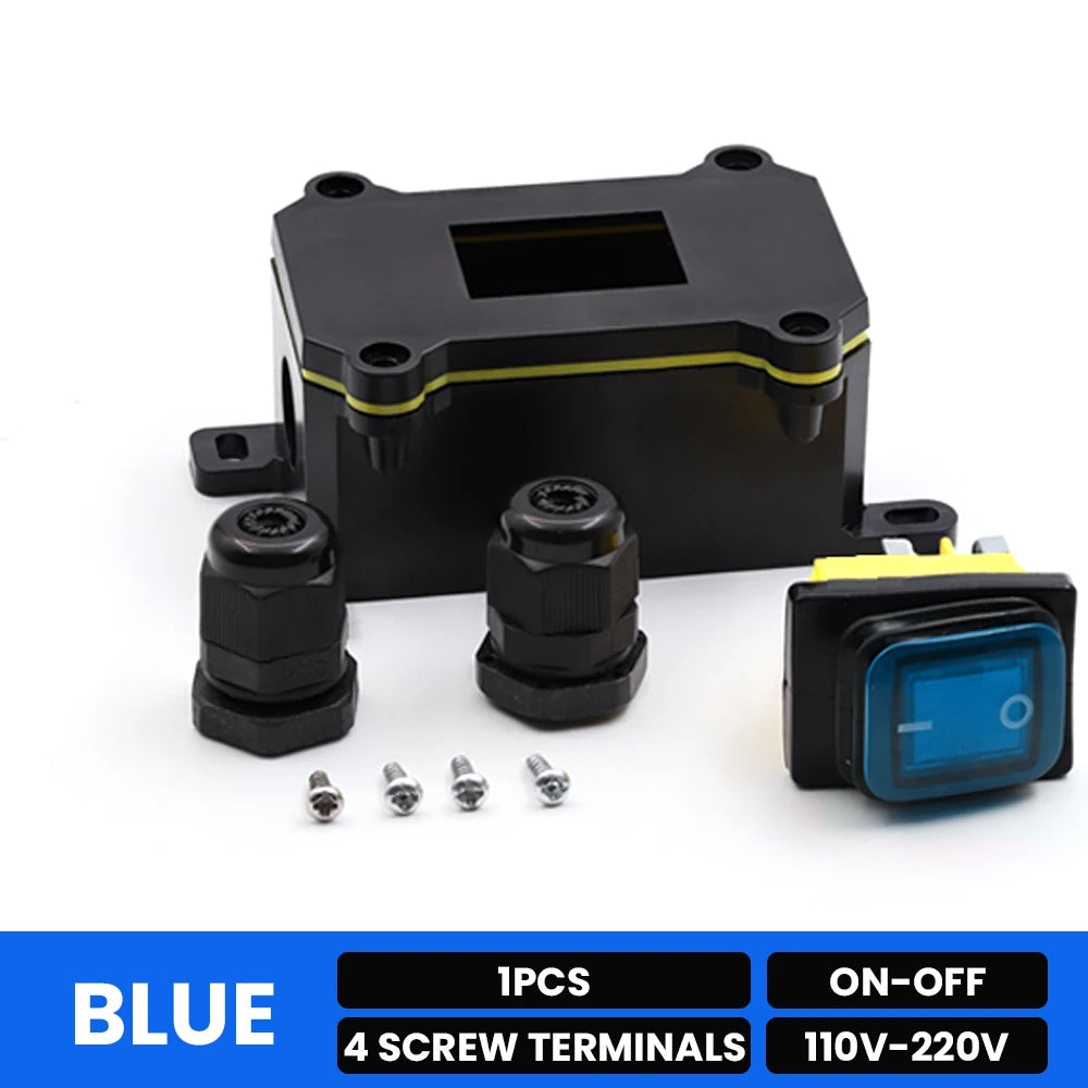 FILN Waterproof Rocker Switch Box 16A 12V 24V 110V 220V KCD4 ON-OFF Inline Toggle Switch with LED Indicator Light PA66 Enclosure