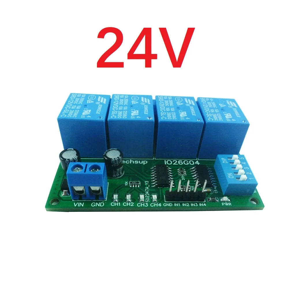 1 PCS 4ch DC 5V 12V 24V DIP Switch Delay Relay Module Flip-Flop Latch Bistable Self-locking Interlock Latch Power Conditioner