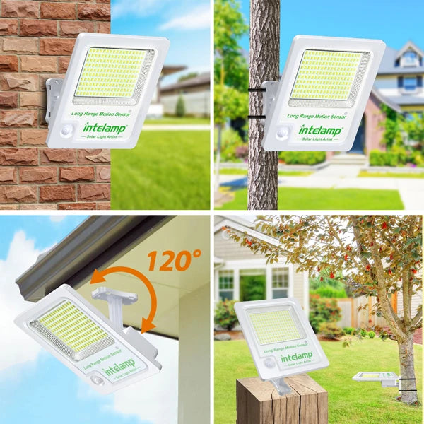 Solar Light Outdoor Motion Sensor Flood Security With Remote Control Powered Wall Dusk to Dawn Garden Porch Farm