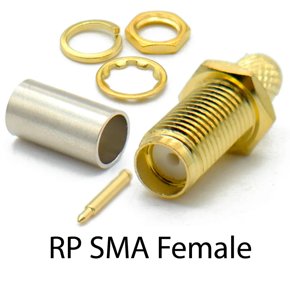 SMA Male Female RP-SMA Plug Connector Nut Bulkhead Crimp 50-3 RF Coax Adapter For RG58 RG142 RG400 LMR195 RG223 Coaxial Cable