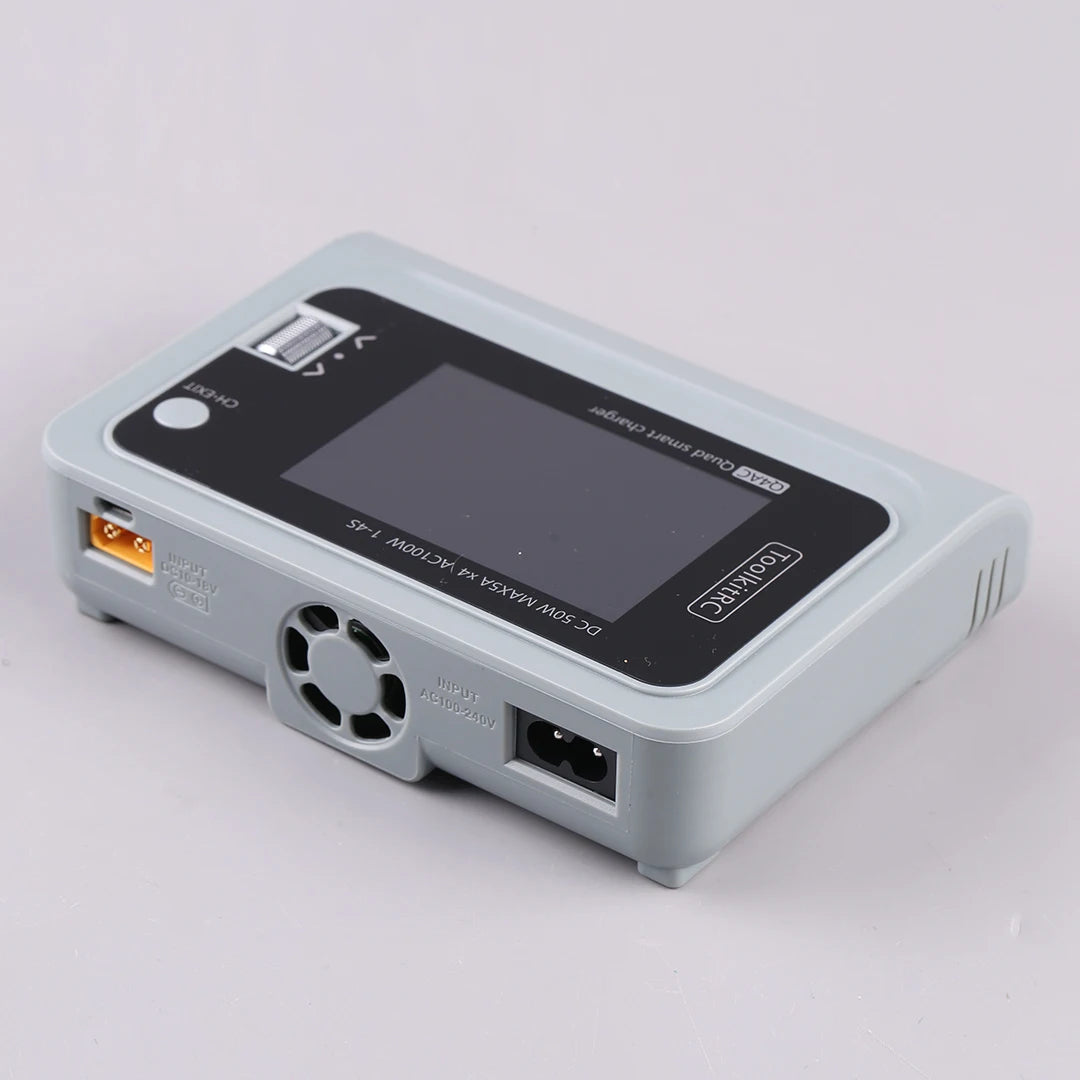 ToolkitRC Q4AC 4x50W 5A AC 100W 4 Port DC Smart Discharger Charger XT60/XT30 Optional for 1-4S Lipo Battery