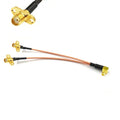 MMCX Male Right Angle to 2X SMA 2-Hole Panel Y Type Splitter Combiner Pigtail Cable 15CM 6" For Wifi Router