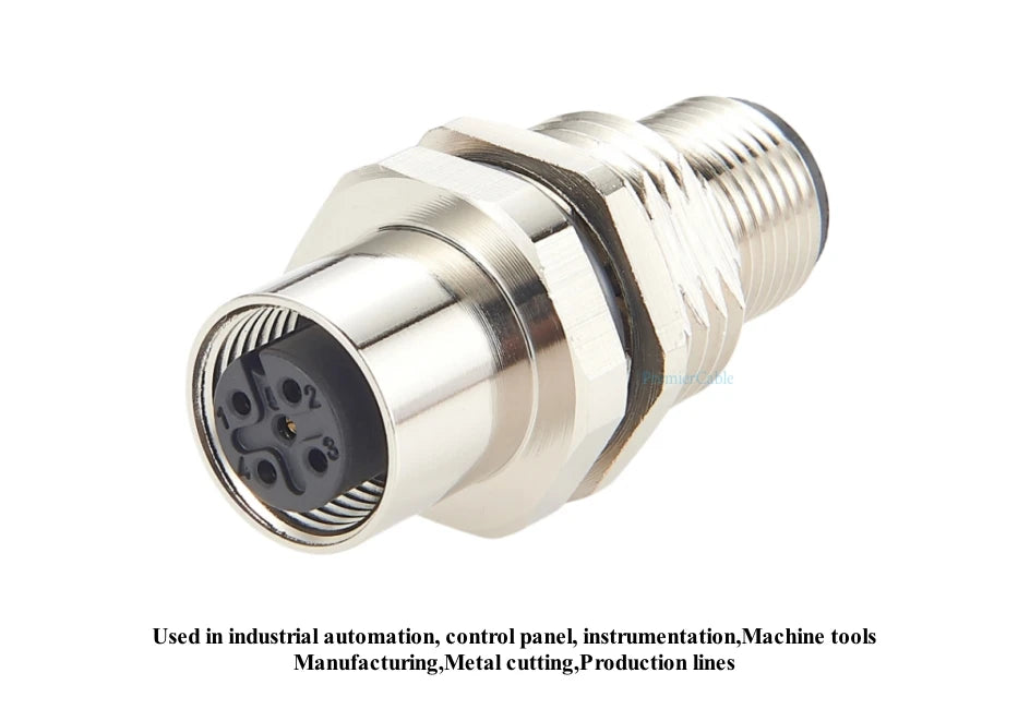 M12 A Code 5Pin Male to Female Converter IP67 Shielded Bulkhead Feedthrough Panel Mount Connector Receptacle 60V 4A for NMEA2000