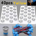 40pcs 22mm Push Button Switch Latching Momentary Metal PC Power LED Light On Off with Wire Waterproof 12v 3v 5v 6v 24v 220v Red
