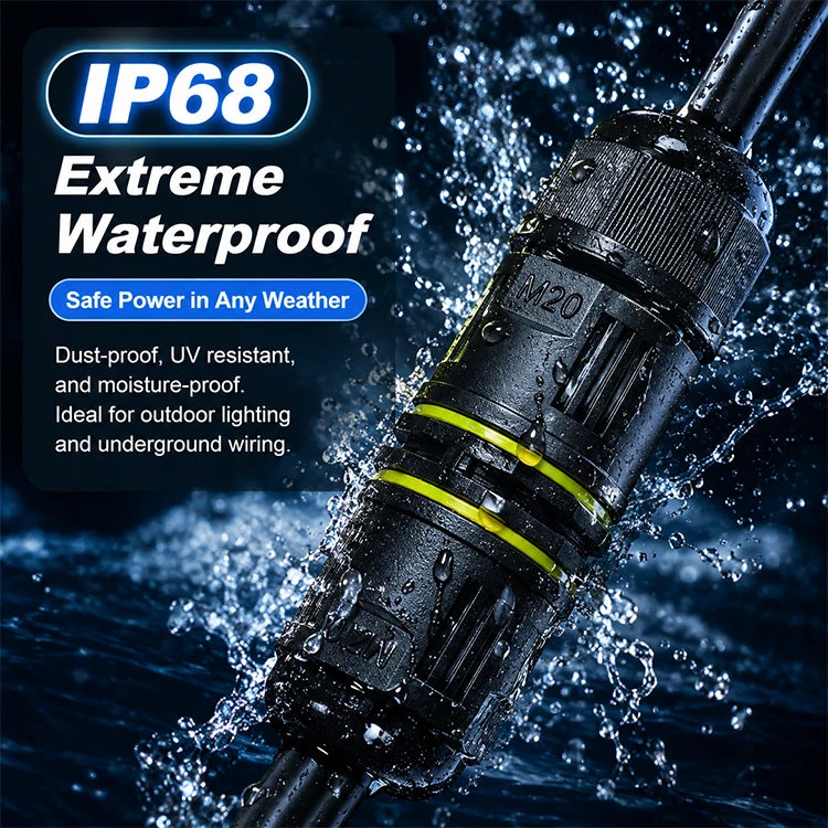 IP68 M20 Waterproof Connector Electric Junction Box 2/3Pin Screw Connection Solderless for 5-12mm Cable,Adapter Terminal Outdoor