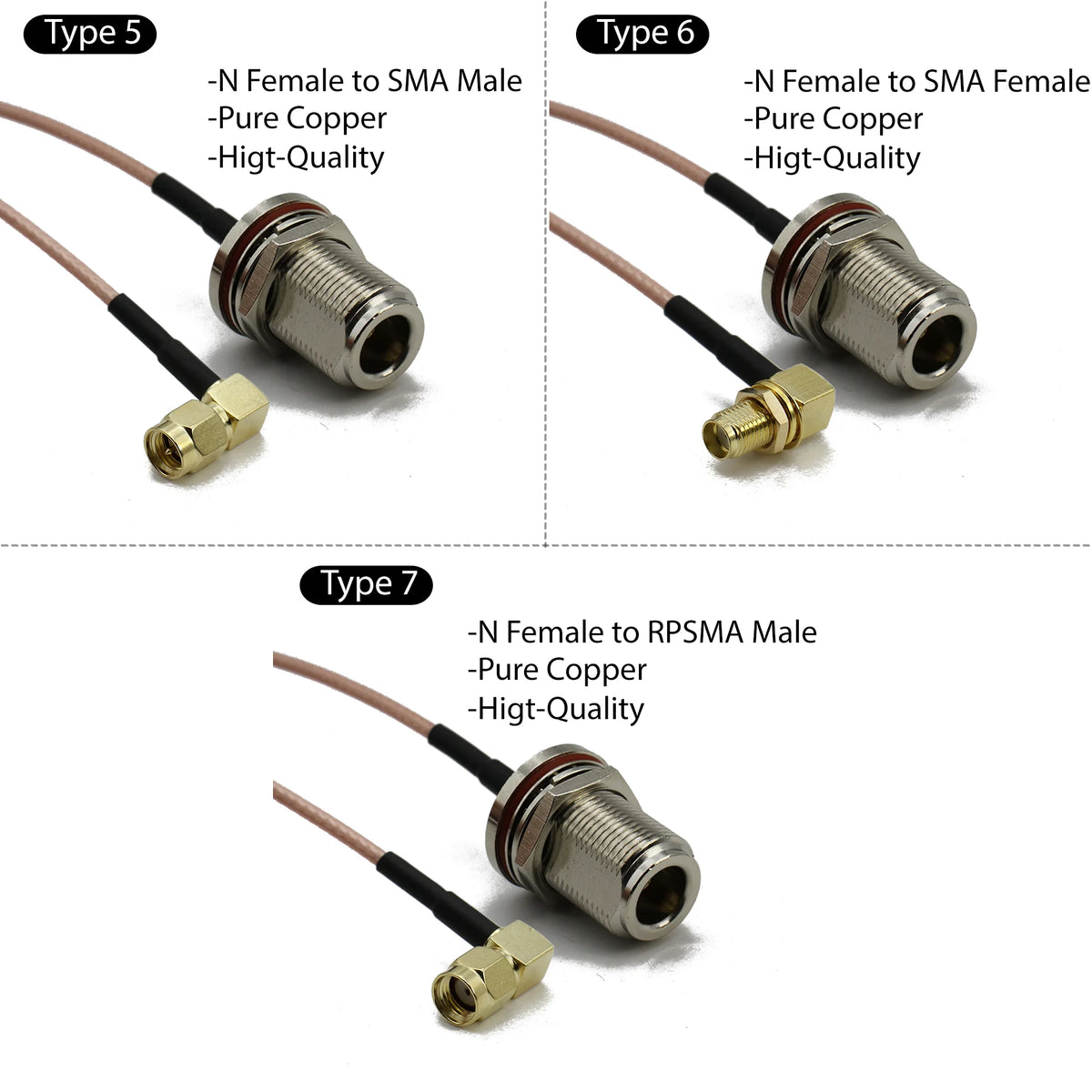 RG316 Cable N Female To SMA Male Extension Conncetor N Type L16 To RPSMA Crimp for RG-316 Pigtai Low Loss Coax Copper Brass