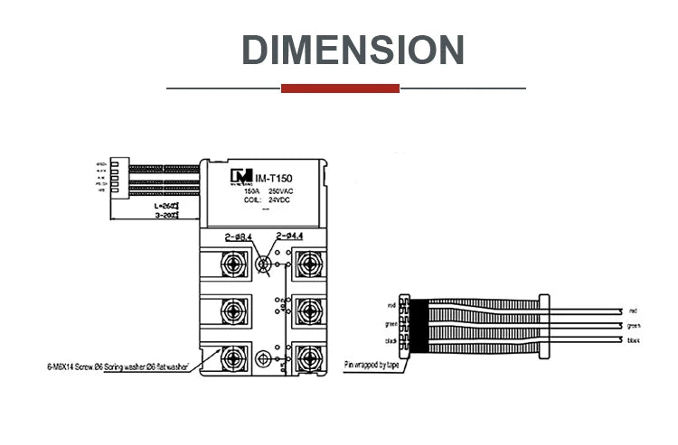 IM-T150 150A 3 Phase AC Latching Relay with Auxiliary Switch Optional