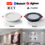 Tuya Smart Ultra-thin Embedded LED Downlight Bluetooth Zigbee Matter 3CCT Dimmable AC110V 220V Ceiling Lamp Indoor Lighting