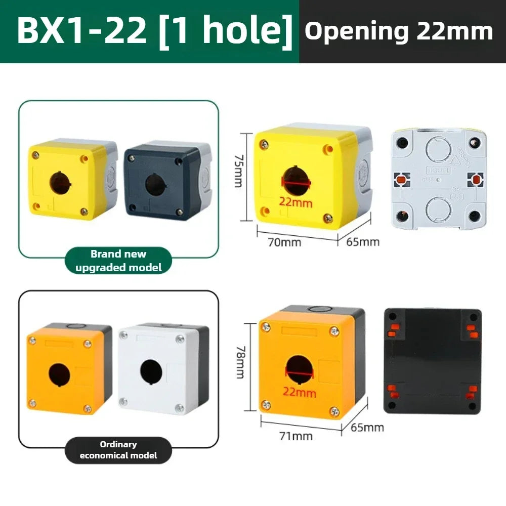 1/2/3/4/5 Hole Button Switch Control Box Button Emergency Stop Dustproof Waterproof IP65 Button Thickened Yellow Gray