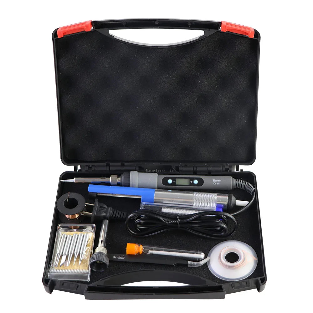 80W Digital Display Soldering Iron Set With Adjustable Temperature Tin Wire Multimeter Repair Tool With Soldering Iron Head
