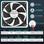 120mm 12cm 12025 Fan 5V 12V 24V 120mm*120mm*25mm Fan DC Brushless Cooling Fan 120x120x25mm USB 2PIN PC Computer Case Cooler