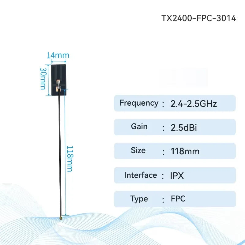 10PCS 2.4G Antenna FPC CDSENET TX2400-FPC Build in Antenna Small Size Interface Light Weight Small Size