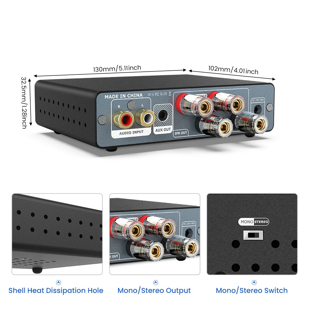AIYIMA A07 MAX TPA3255 Audio Power Amplifier 2.0 Stereo Amplify 300Wx2 PBTL Mono Sound Amplifier 600W Home Speaker Amplificador