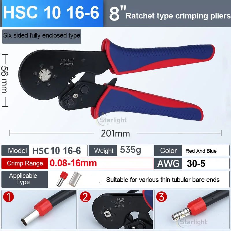 HSC8 6-4A 6-6A VE TE Pliers Self-Adjusting Crimping  Electrical Wire Ferrule Pin Terminal Connectors Crimping Tool Hand pliers