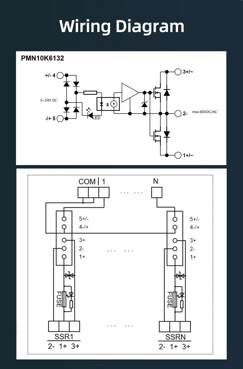 ENMG PLC Interface Module RT- PMN - Solid State Relay (SSR) Module for DC-Controlled AC Loads, DC Power Operated Flame Retardant