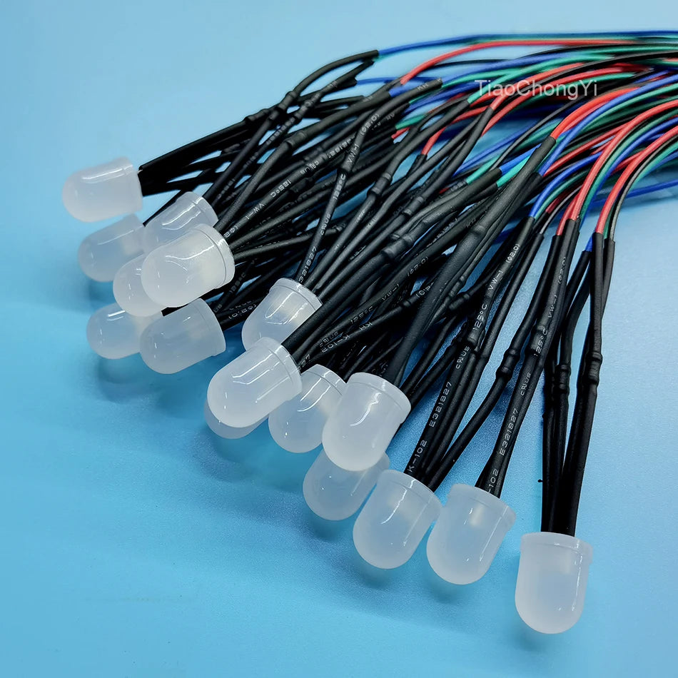 DC12-24V 10mm LED beads Red Green Blue Purple Yellow Pink white UV Round Pre-Wired Water Clear LED With Plastic Holder 10PCS/lot