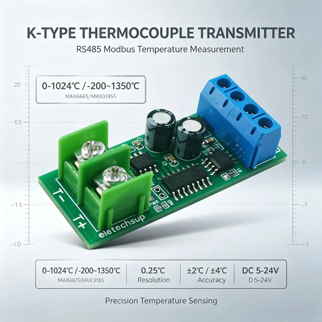 K Type Thermocouple Temp Module Modbus RTU RS485 DC5-24V MAX6675 MAX31855 Industrial High Temperature Collector Board