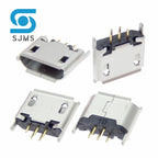 10PCS Micro mini USB 5pin female seat Vertical 180 degrees jack 5P Direct plug-in USB connector Socket power charging Port Dock