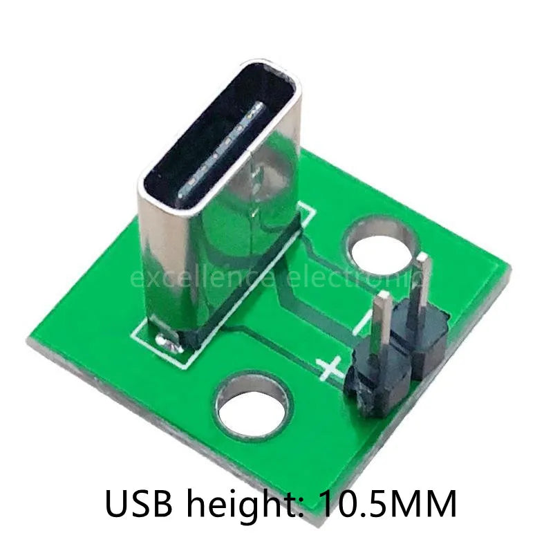 5/10PCS Data Charging Cable Jack Test Board with Pin Header 90 Degree Vertical Type C Female Male Connector Test PCB Board