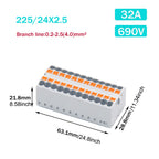 1PCS Wire Electrical Connectors PTFIX 2.5mm Wire Merging And Branching Device Push-in Terminal Block Connector Mount On Din Rail