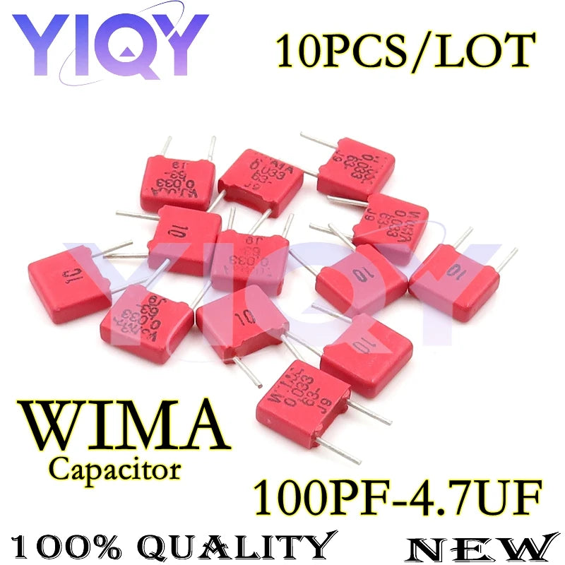 10PCS WIMA Capacitor 63V 100V 100PF 1000PF 1NF 100NF 0.1UF 680PF 4700PF 1UF 2.2UF 4.7UF 0.01UF 0.33UF 3.3UF Red square capacitor