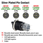 16MM 19MM 22MM Self-return Self-locking Waterproof DPDT Illuminated Metal Selector Knob Rotary Switch 2 3 Position LED Lamp Red