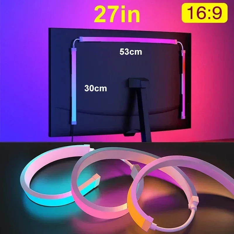 HTMCK Smart Ambient PC Display Sync Computer Monitor Backlight LED Strip Light RGB Color DIY Game Holiday Atmosphere Decor Lamp