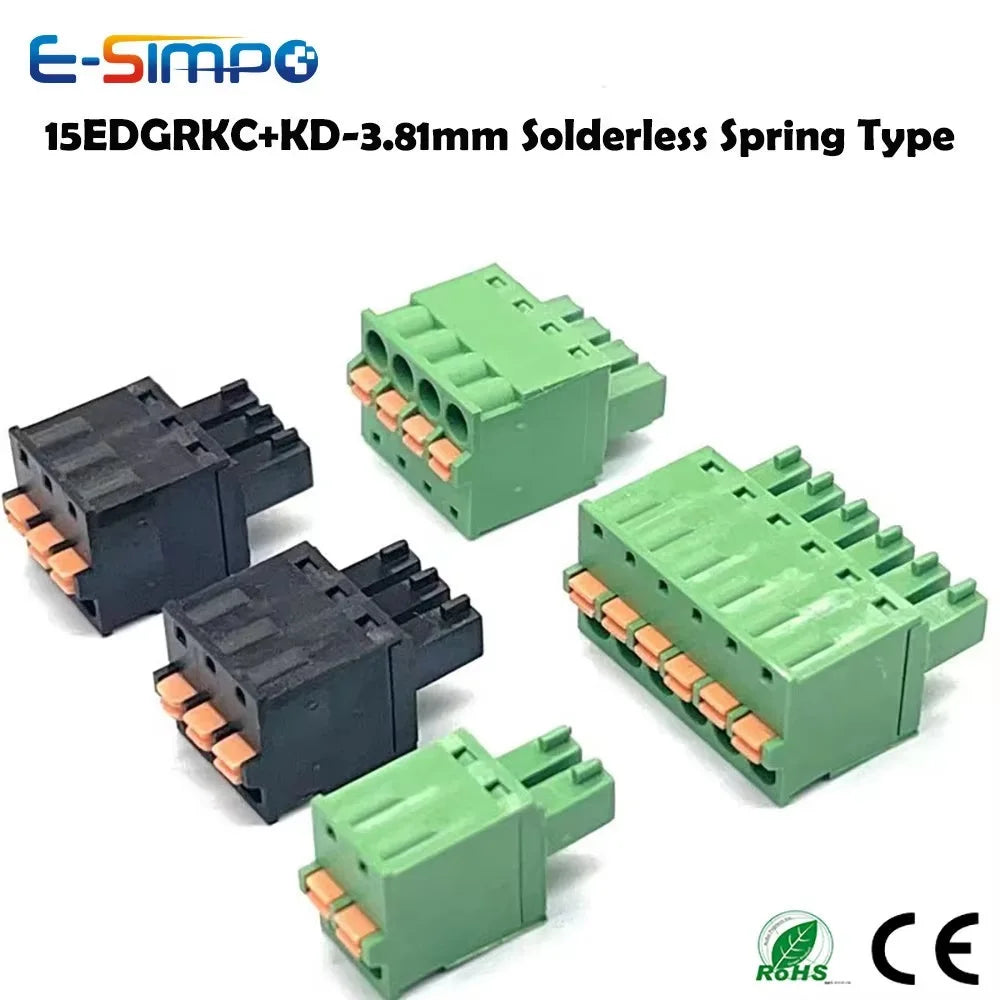 10pcs/5Pairs Docking Female Male Lock Fix Butt Joint 2EDGKD 15EDGRKC-3.81/5.08mm 2-16P Plug Spring Screw Wire Terminal Block