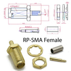 SMA RP SMA Male Plug Female RF Coax Connector Crimp for RG174 RG316 RG178 RG179 LMR100  Cable Brass Gold Plated High-quality