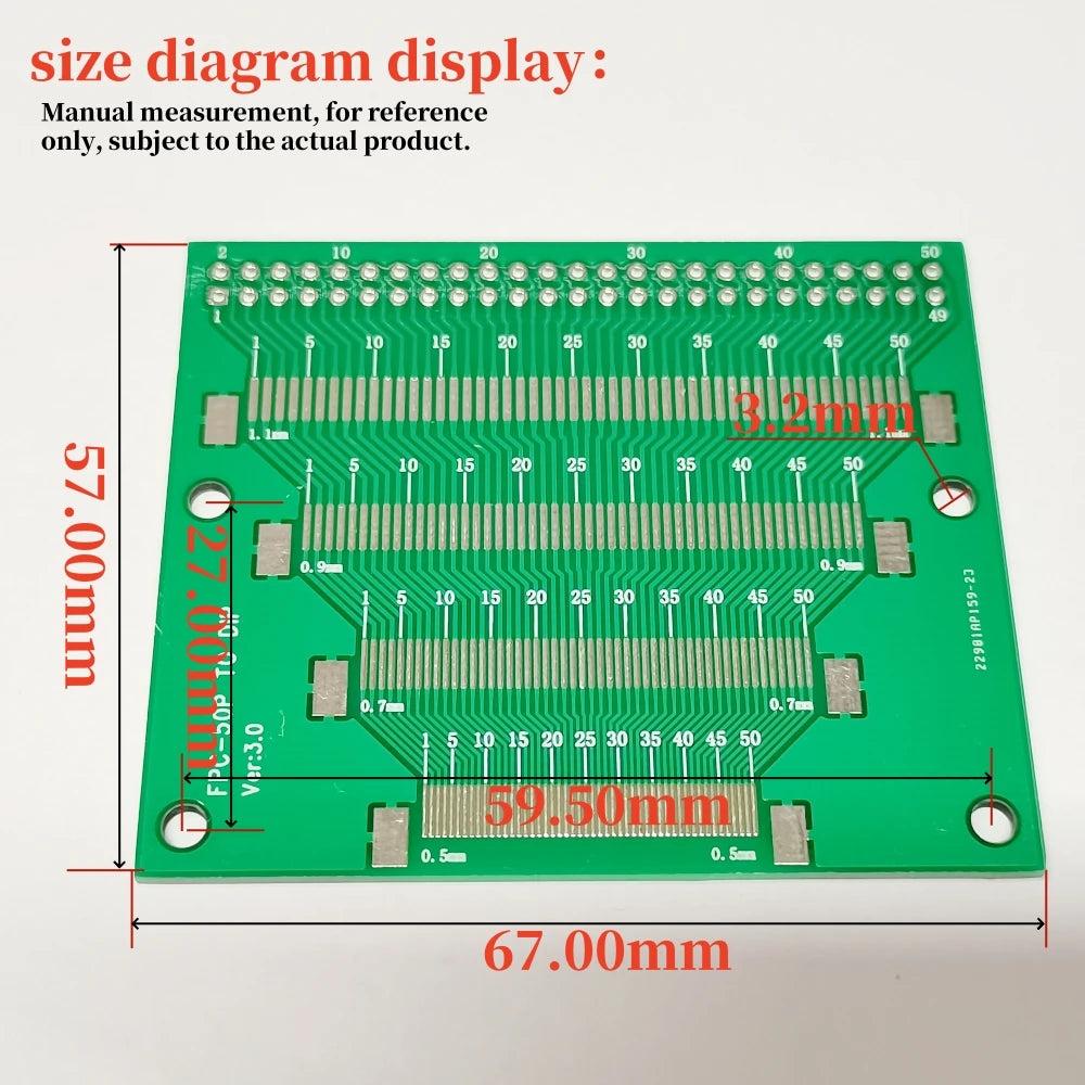 1Pcs FPC/FFC Transfer Board 8 Kinds Spacing 0.5/0.7/0.9/1.1MM 50P TO DIP 2.54MM 0.6/0.8/1.0/1.2MM Double Panel