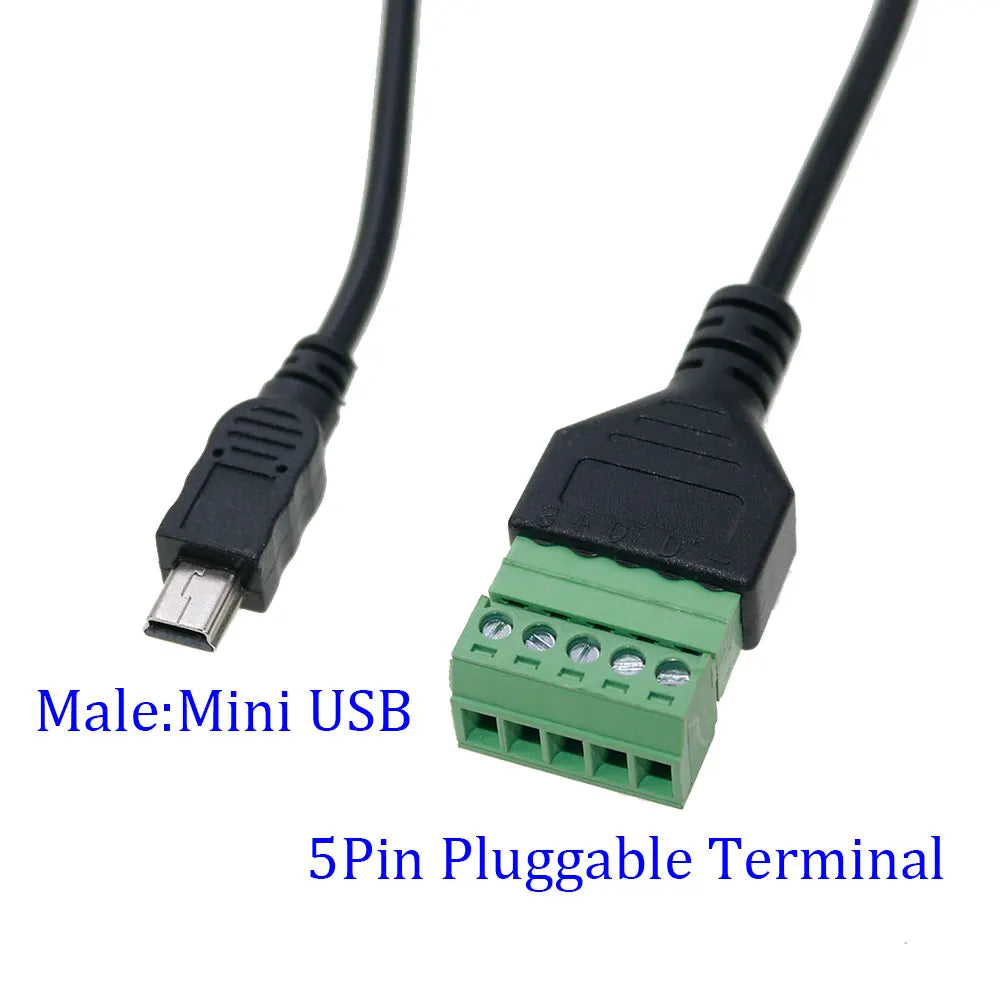 USB 2.0 Female B Micro usb mini usb Type-C Male to 5 Pin Female Bolt Screw Connector with Shield Terminal Plug Adapter Cable 1ft