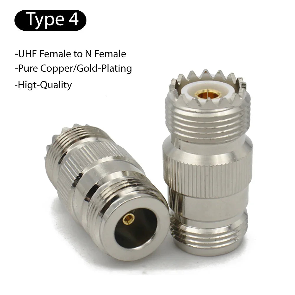 PL259 SO239 UHF Jack to N Type Plug Male / Female Coaxial Connector RF Radio Coax Adapter Kit Straight Low Loss Converter Copper