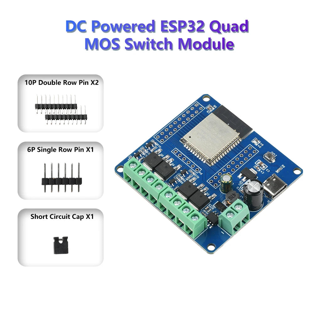 DC 5-60V 2/4 Way Mos Switch Module On-Board Esp32-32E Module Wifi Bluetooth ESP Development Board Type C