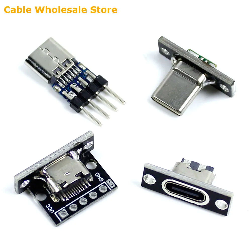 USB 3.1 Female Socket with PCB Board Connector Type C Female Male Head Connector Adapter Breakout Test Board 180 Degree Vertical