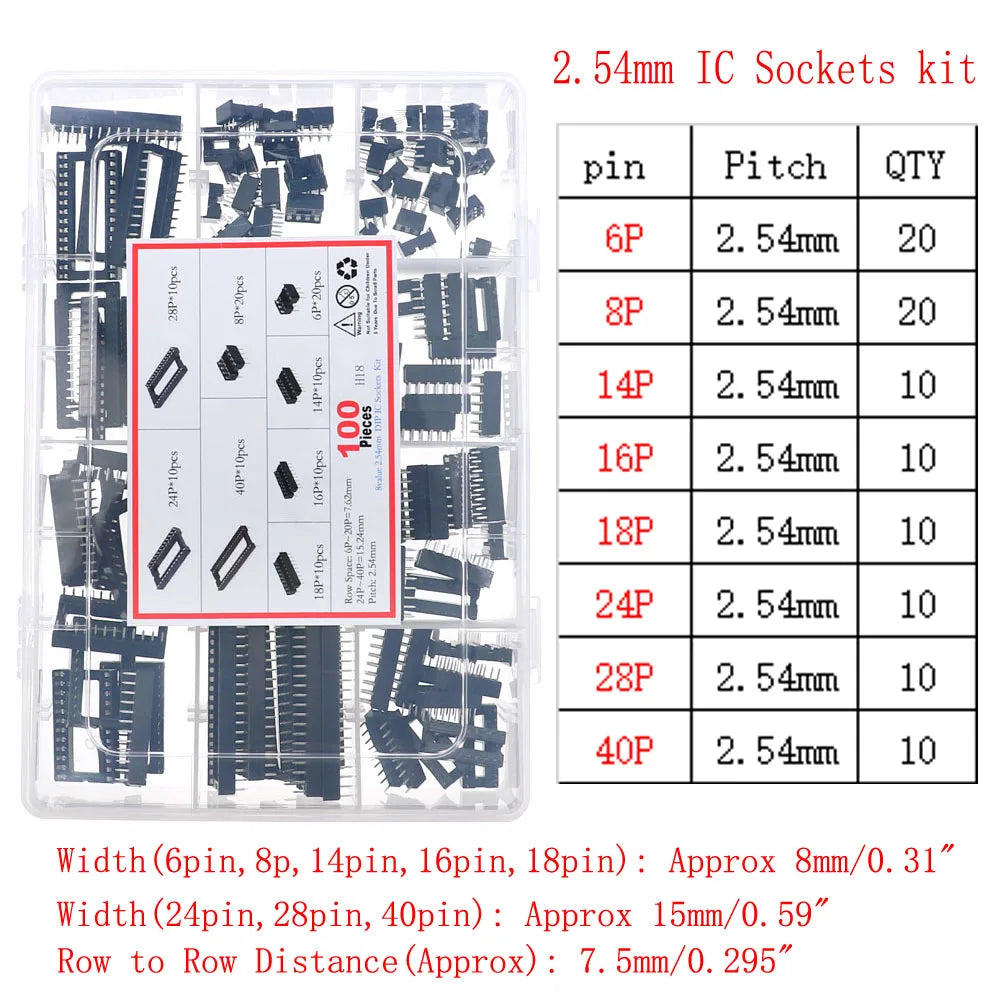 IC Integrated Circuit Chip Assortment Kit DIP SMD series 74HCXX 74LSXX CD4000 Common CMOS Logic IC Sockets set DIY Mix Pack