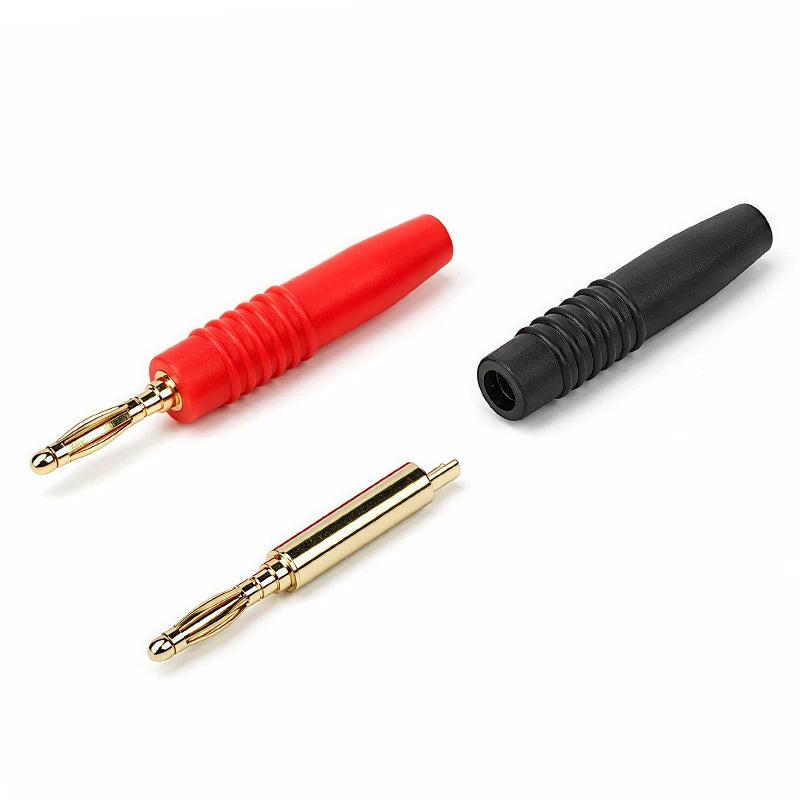 10PCS 2mm Solderless Side Stackable Banana Plugs Red Black Test Lead Connectors for Multimeter Power Supply Lab Equipment DIY