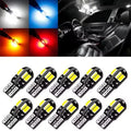 20/10Pcs W5W T10 LED CANBUS No Error 5W5 12V 2W 600Lm Super Bright Car Interior Side Light 194 3030 SMD Auto Bulb White Amber Re