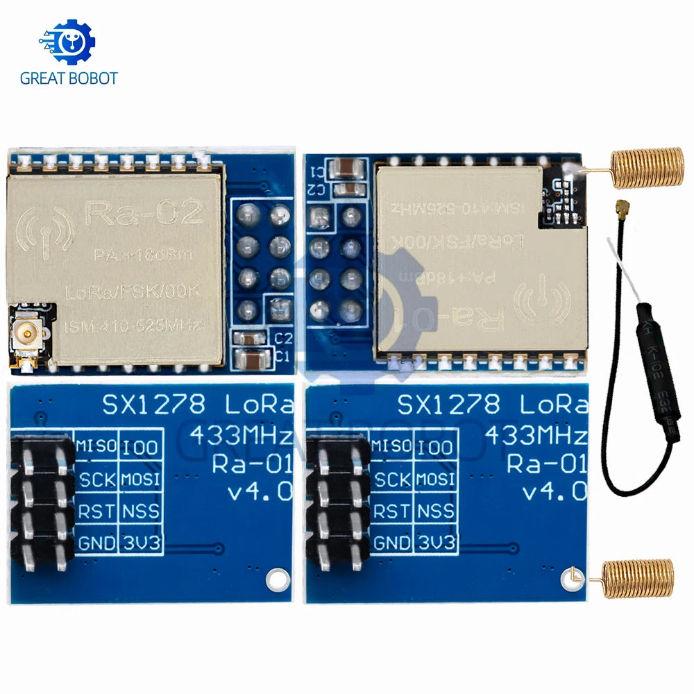 LoRa SX1278 RA-01/RA-02 Spread Spectrum Wireless Module, 433 MHz Wireless Serial Port, SPI Interface with Antenna, Designed