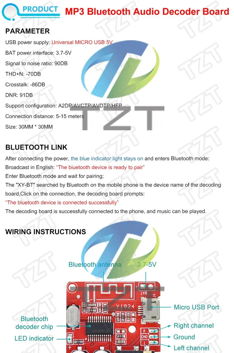 1/5PCS GREATZT DIY Bluetooth Audio Receiver Board Bluetooth 5.0 MP3 Car Audio Board Stereo Music Module 3.7-5V