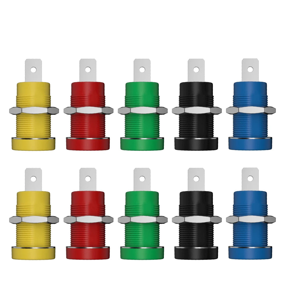 QSS 10pcs 4mm Safety Banana Socket Panel Socket Banana Plug Jack Electrical Connector Tool