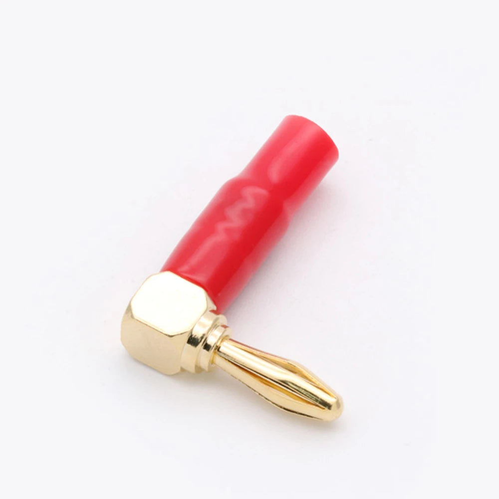 20PCS 4mm L-shaped Right Angle Banana Plug Soft Plastic Shell 90 Degree Banana Connector Red Black for Audio Video Speaker