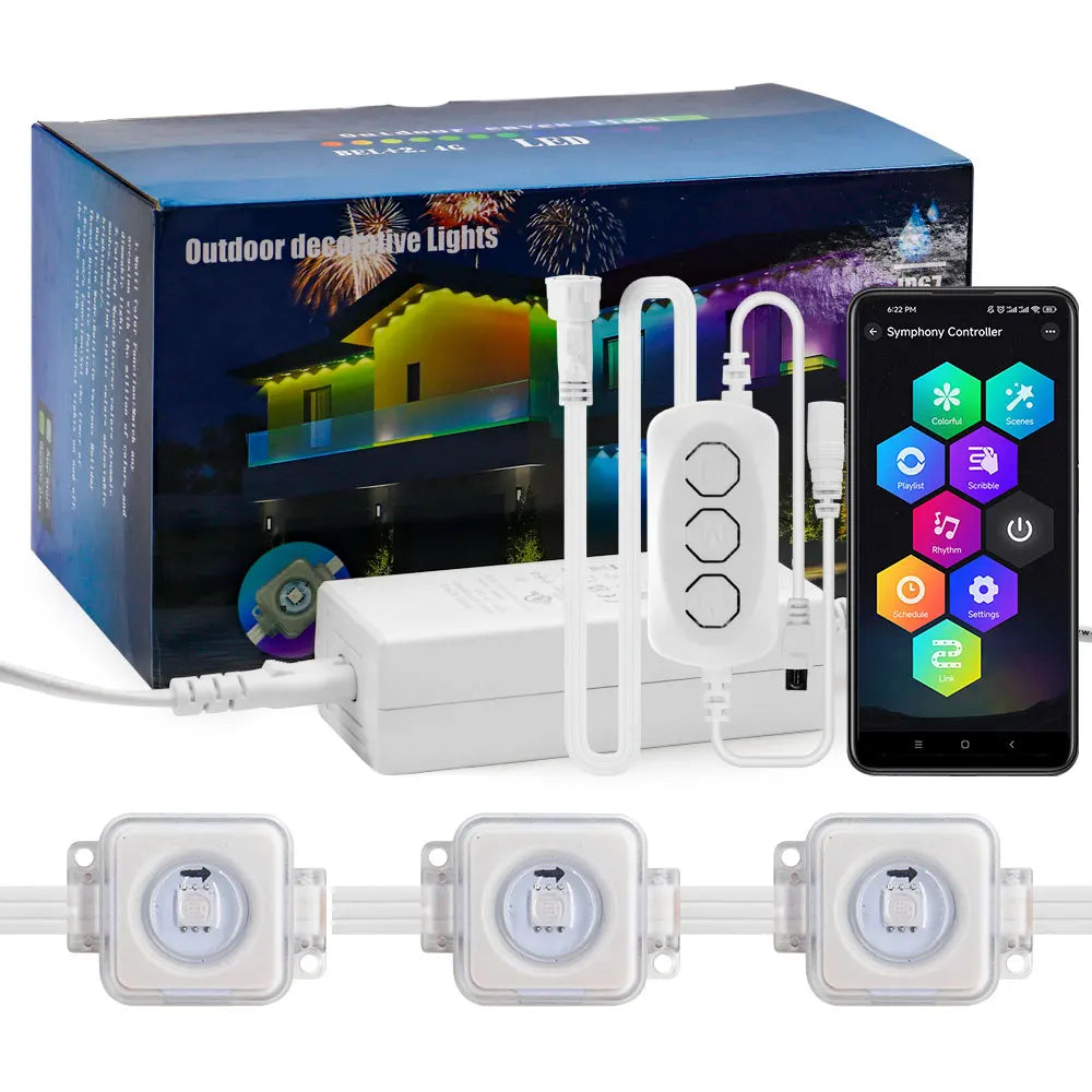 5054 16703IC(WS2812B WS2811) Outdoor Eaves LED Light String Kit 2.4G BEL+WIFI Controller Waterproof Light