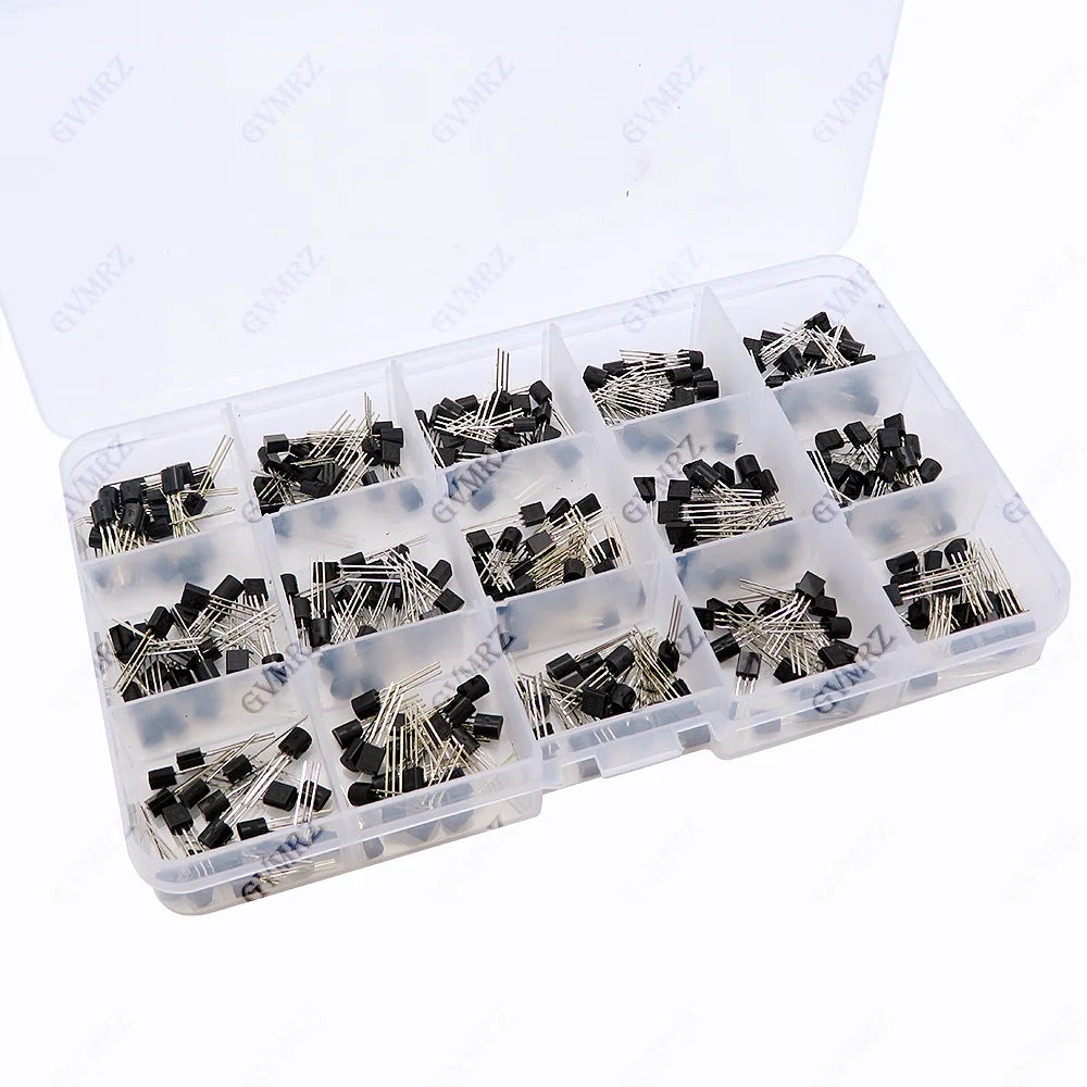 300PCS 15Values TO-92 Transistor Assorted Kit (2N2222/2N3904 etc.) for Arduino DIY Electronic Project S8050