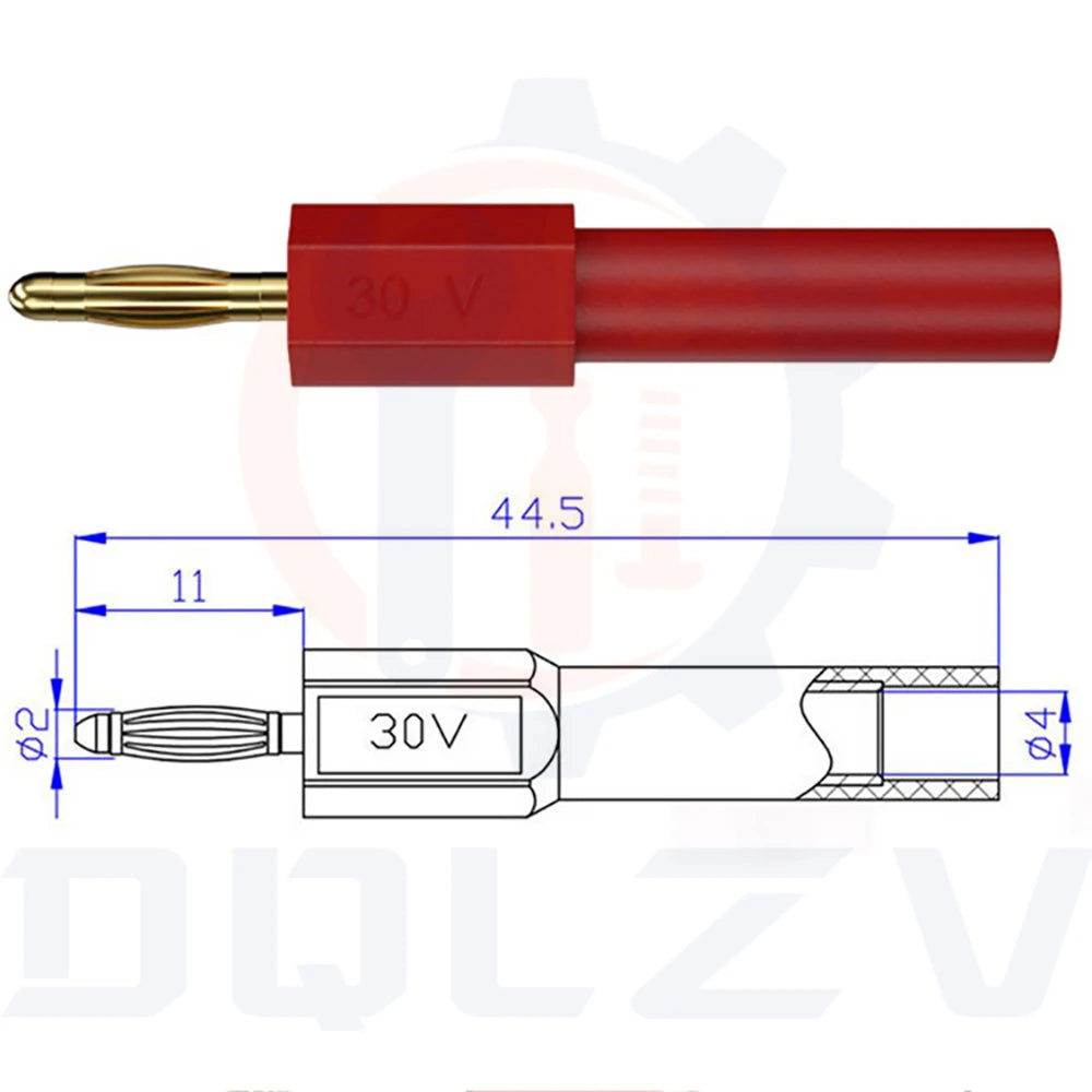 Gold Plated 2MM Small Male Banana Plug To 4MM Female Jack Connector Adapter