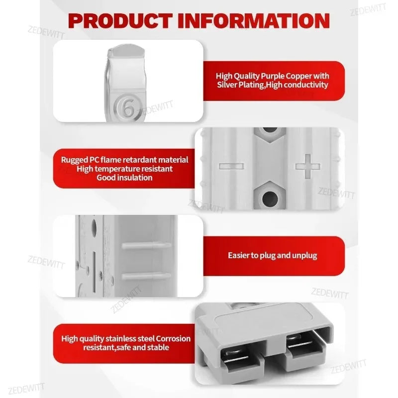 For Solar RV Car Equipment 50A Anderson Style Plug DC Connector Battery Charger Power Tool Electronic Accessories
