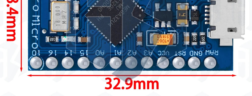 Pro Micro ATmega32U4 5V 16MHz Replace ATmega328 For Arduino TYPE-C  With 2 Row Pin Header For Leonardo Mini Usb Interface Pro