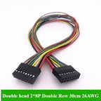 2.54MM Double Row DUPONT LINE Connector Plug With Wire Jumper Cable 30cm 26AWG 2*2/3/4/5/6/7/8/10 PIN Female Single/Double head