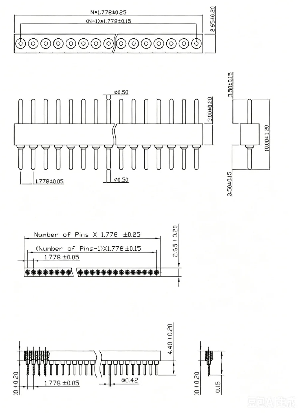 3pcs 1.778mm Round Single Row 1X40P Crystal Socket Male Female Pin Header PCB Board Connector