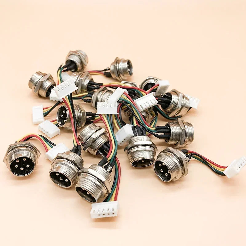 M12 Aviation Plug 2 3 4 5 6 Pin Male Head Adapter Cable Connector GX20 GX16  GX12 to XH2.54 Terminal Wire Extension Line 15-30cm